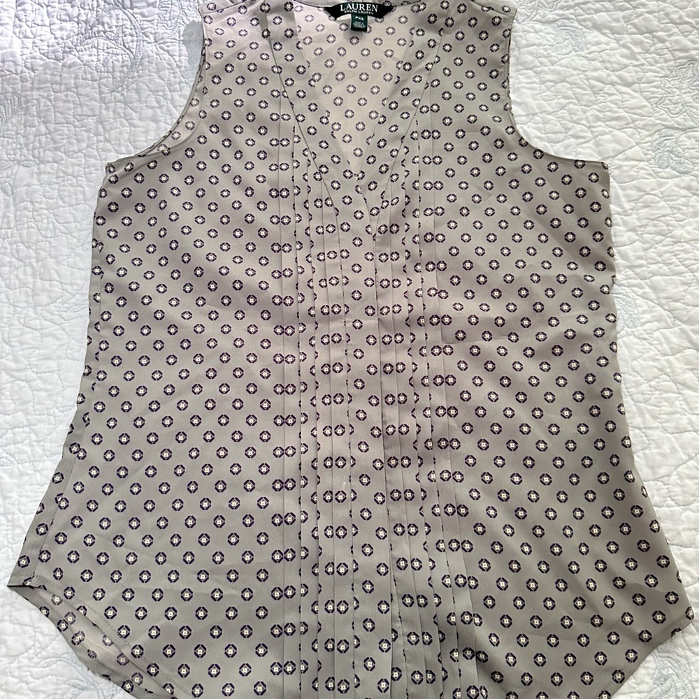 Ralph Lauren Women's Sleeveless Blouse - Gray Pattern
